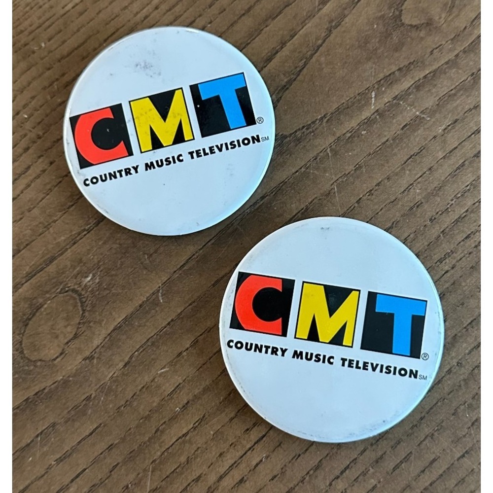 Vintage CMT Country Music Television Channel TV Pinback Button Pin